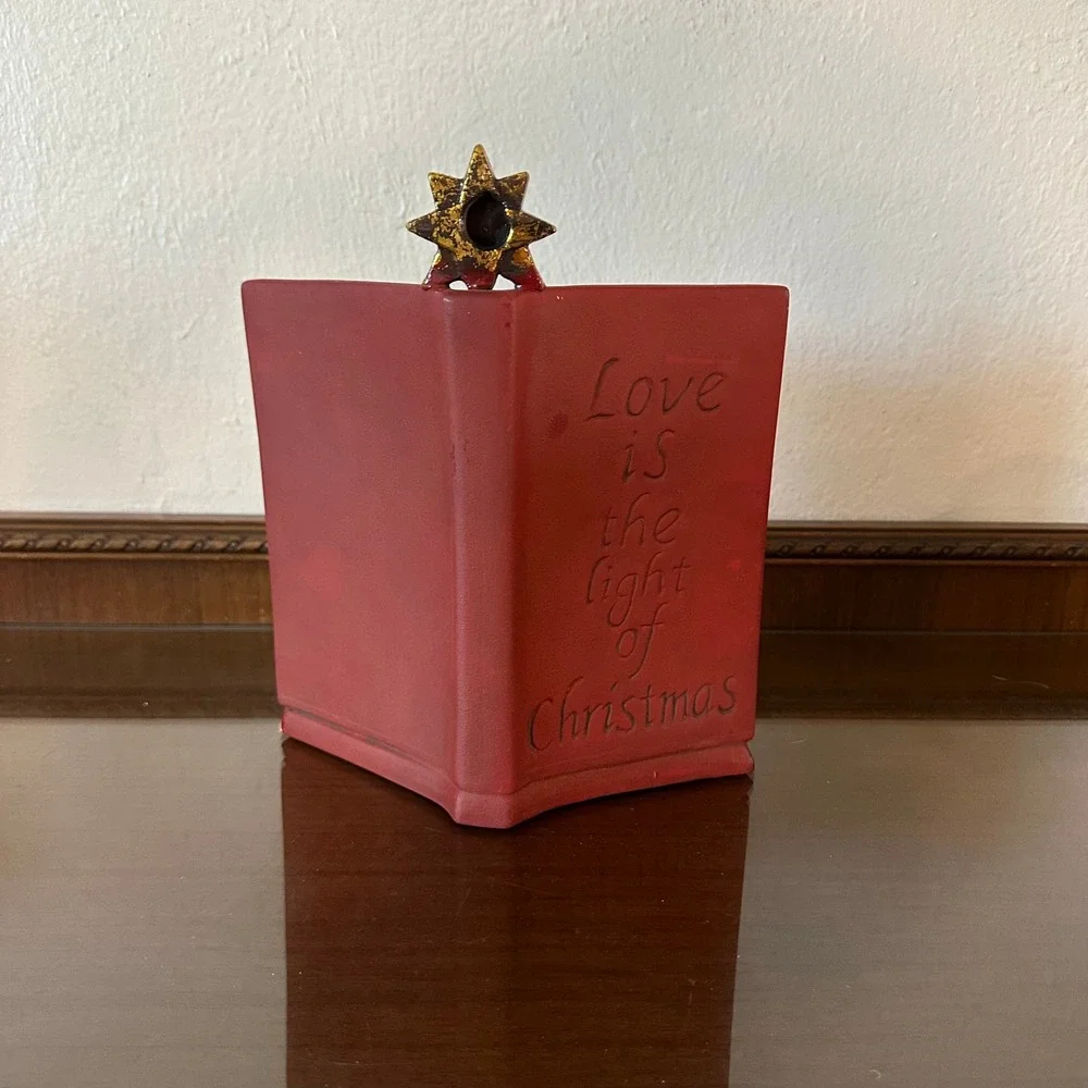 Vintage Christmas Joy to the World Hymnal Book Figurine Holiday Decor Star